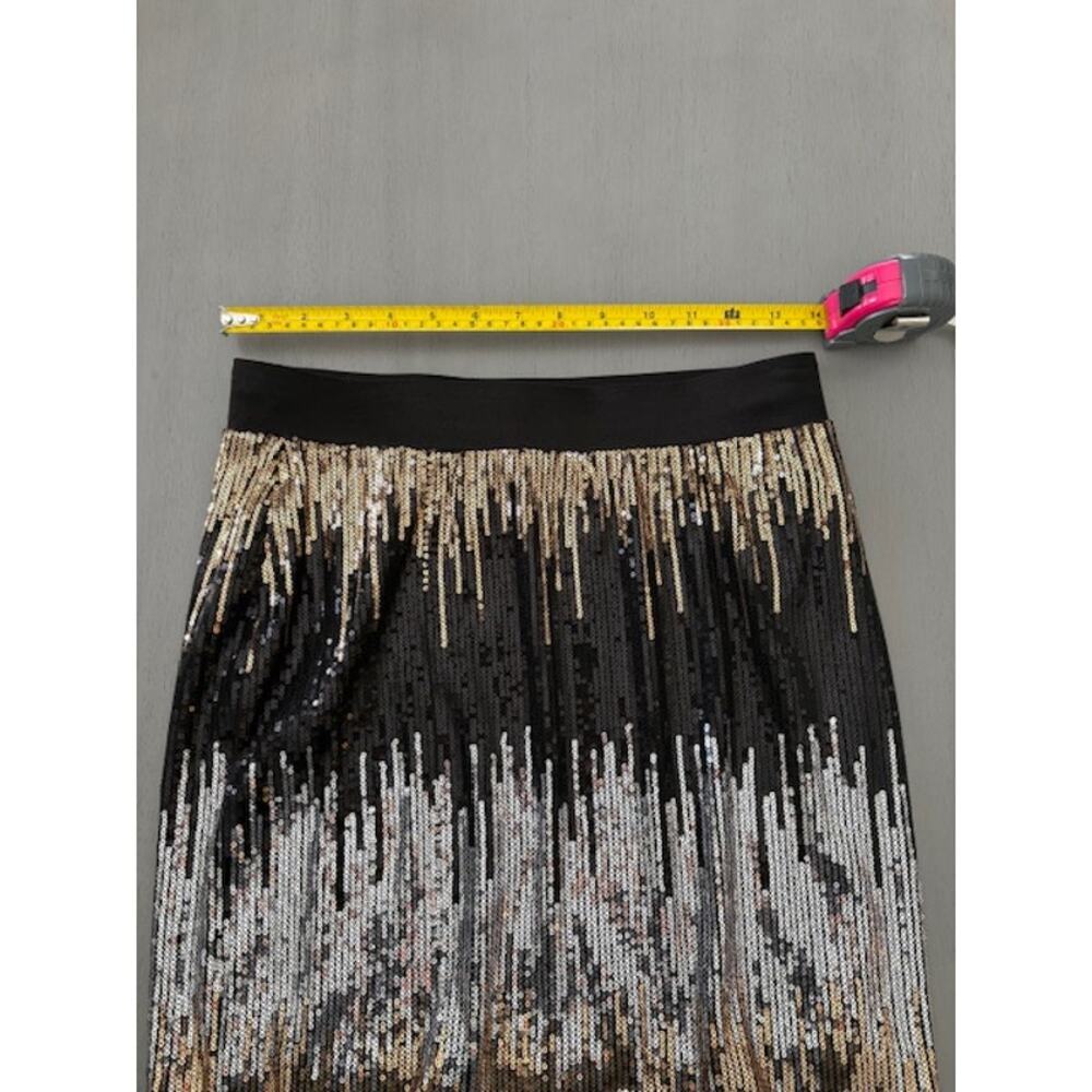 Bisou Bisou Sequin Mini Skirt Womens Sz S Black Gold Silver Ombre Stretchy Party - Picture 9 of 11